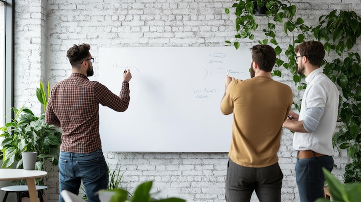 Conseillère et commerçant en discussion